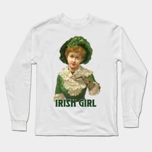 Irish Girl / Vintage Style Illustration Design Long Sleeve T-Shirt